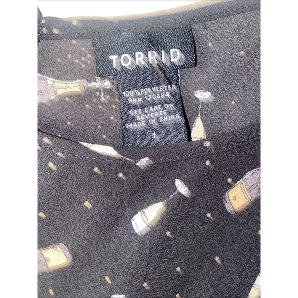 Torrid sheer Tank Top wine champagne Bottle Drink Party club 1 new years - Picture 3 of 7